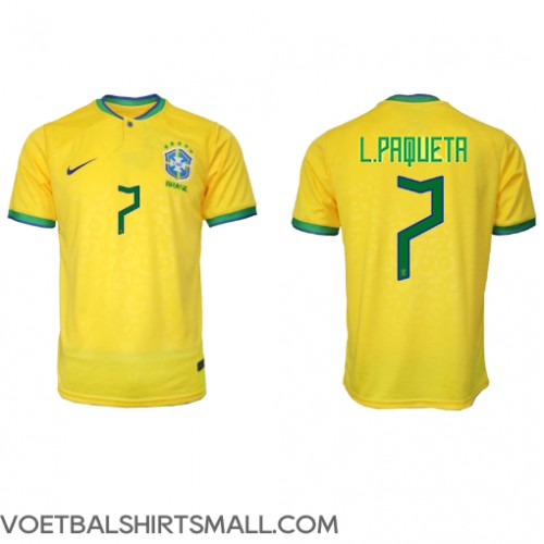 Brazilië Lucas Paqueta #7 Voetbalkleding Thuisshirt WK 2022 Korte Mouwen